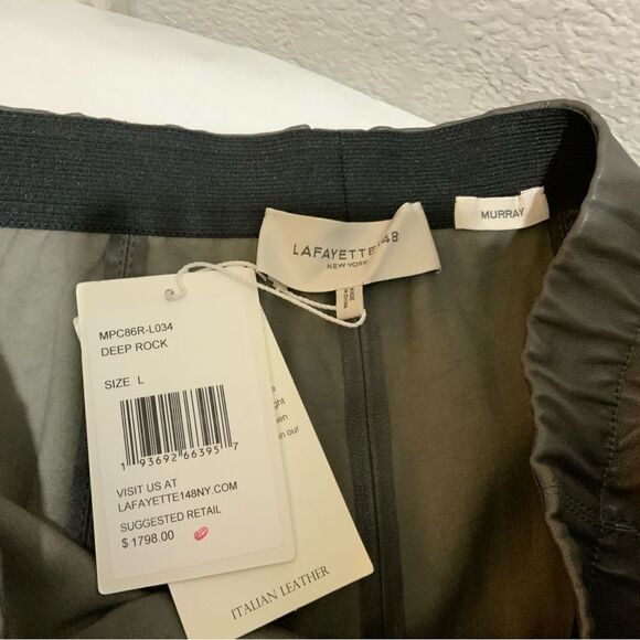 New with tags LAFAYETTE 148 NEW YORK Murray Skinny Leather Pants - Deep Rock - Picture 12 of 12